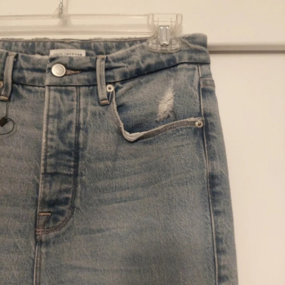 New Good American Good Boy split hem jeans size 4/27 - Picture 6 of 9